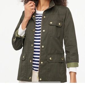 J Crew Resin Coated Twill Field Jacket Mossy Brown Green Women's XX-small
